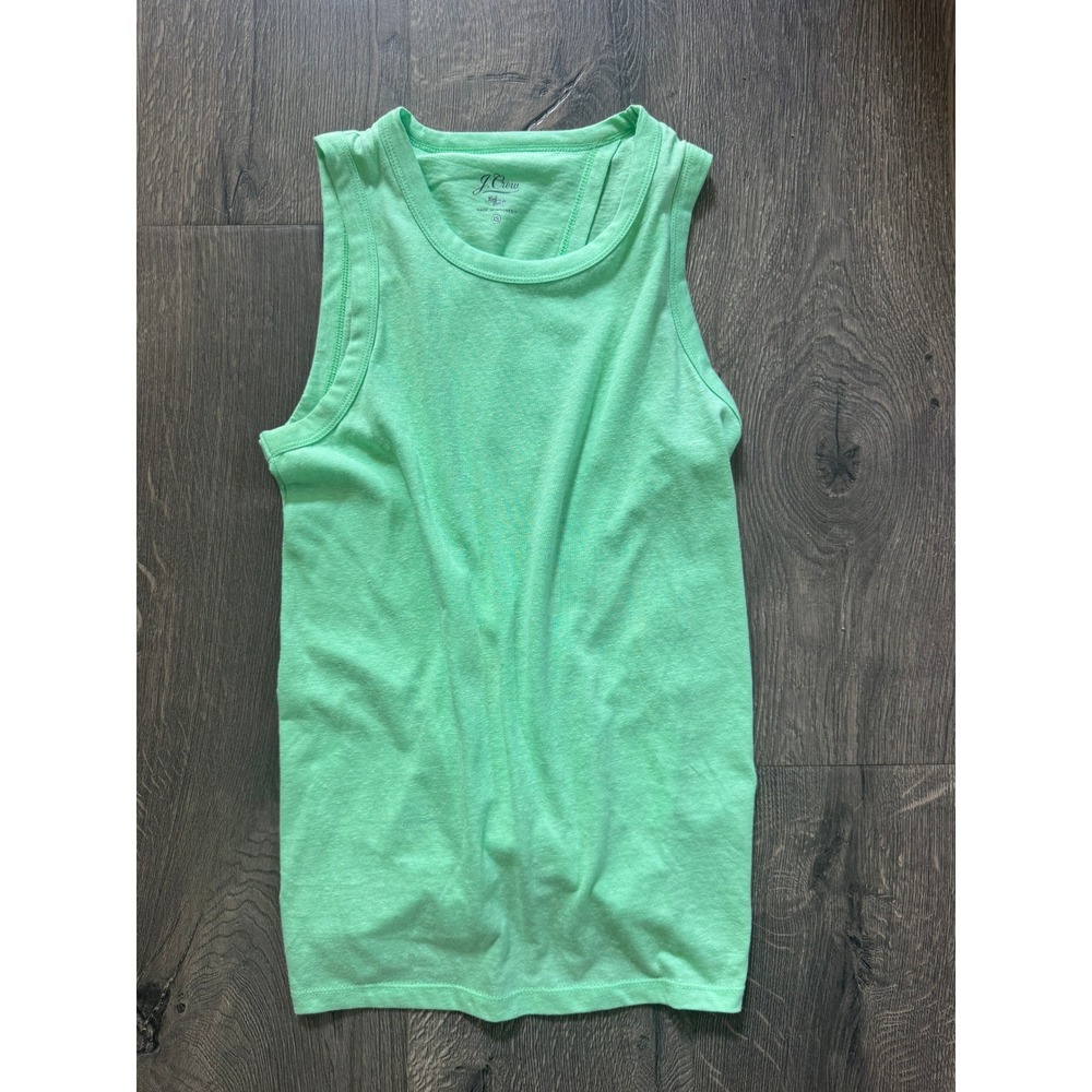 J. Crew Open Back Tie-Hem Knot Tank Top XS Spring Green Cotton Blend NWOT